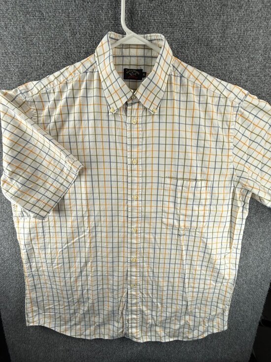 Paul & Shark Blue Yellow Check XL Short Sleeve Button-Down Nautical Pocket Men - Picture 2 of 13